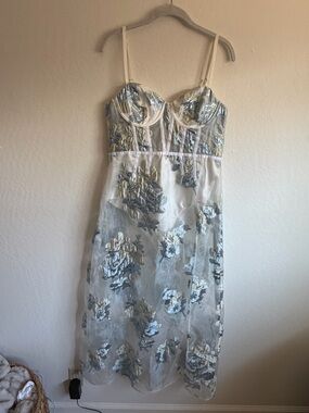 Maxi Blue/White Bridal Sheer Dress